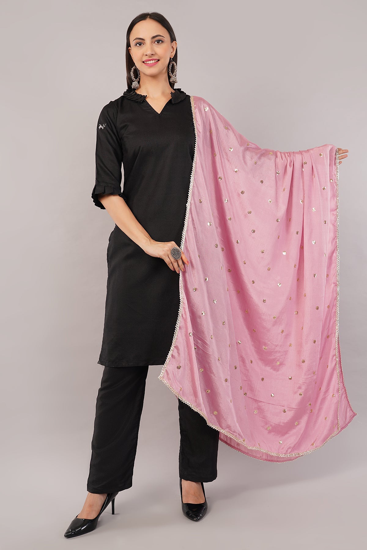 Chinnon Butti Dupatta Onion Pink (CD7) – Embroidered Dupatta for Women.