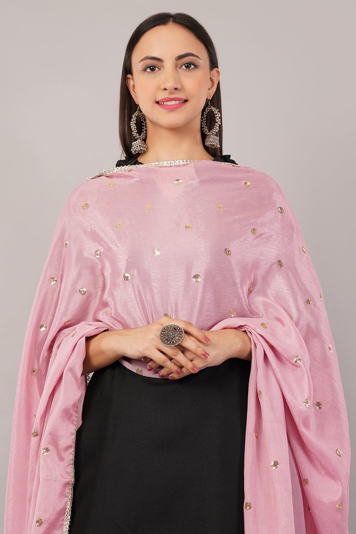 Chinnon Butti Dupatta Onion Pink (CD7) – Embroidered Dupatta for Women.