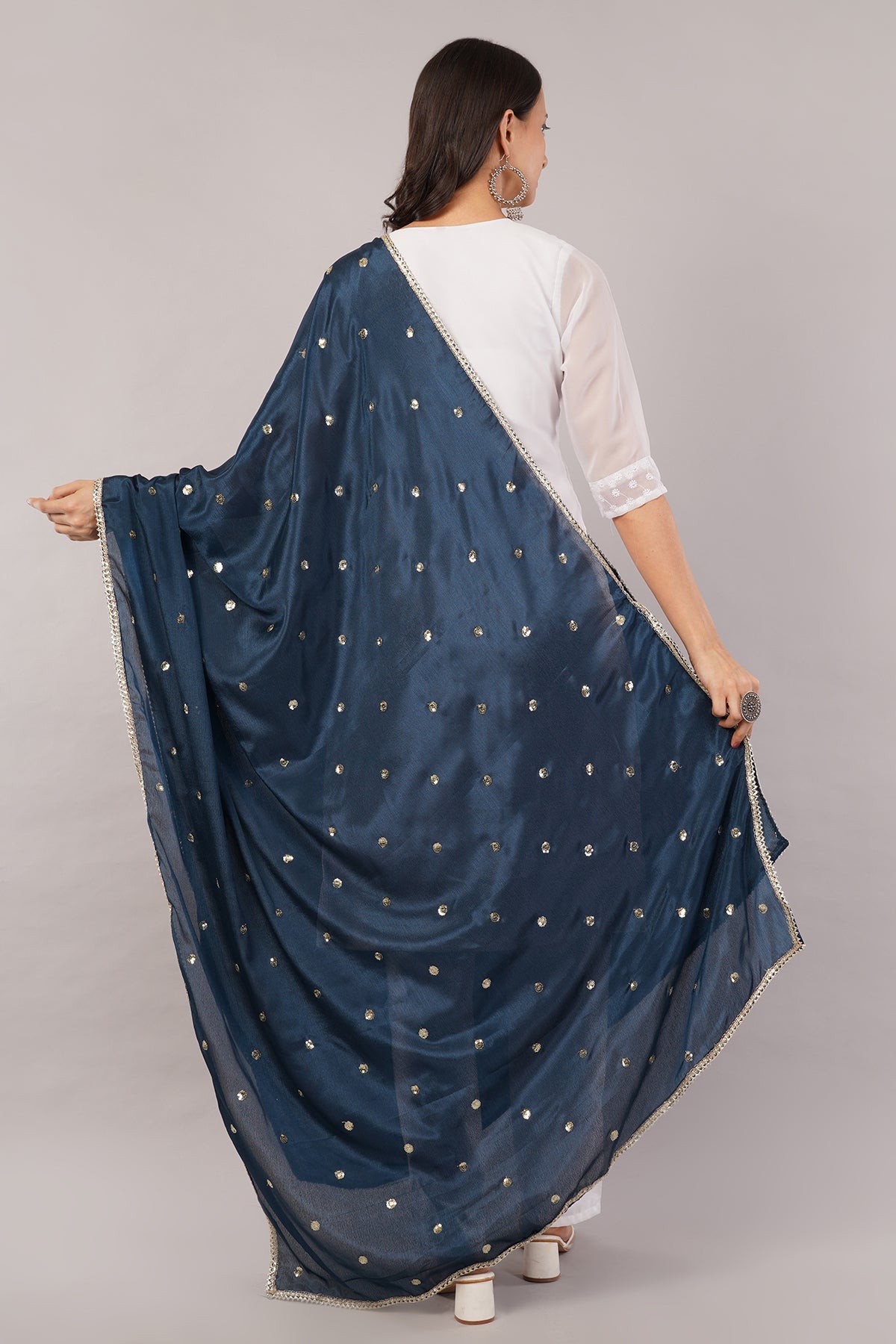 Chinnon Butti Dupatta Peacock Blue (CD13) – Embroidered Dupatta for Women.