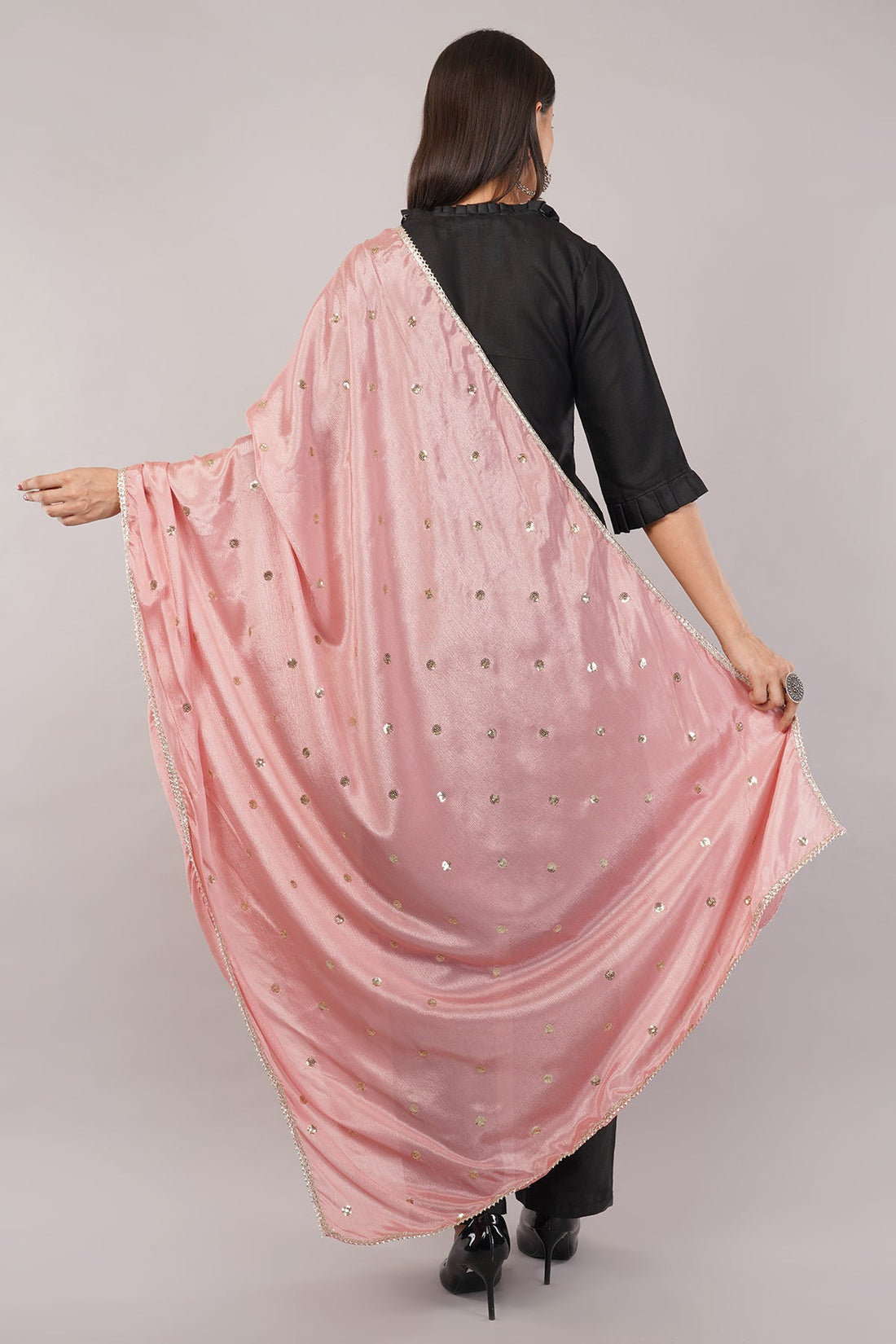 Chinnon Butti Dupatta Pinkish Peach (CD8) – Embroidered Dupatta for Women.