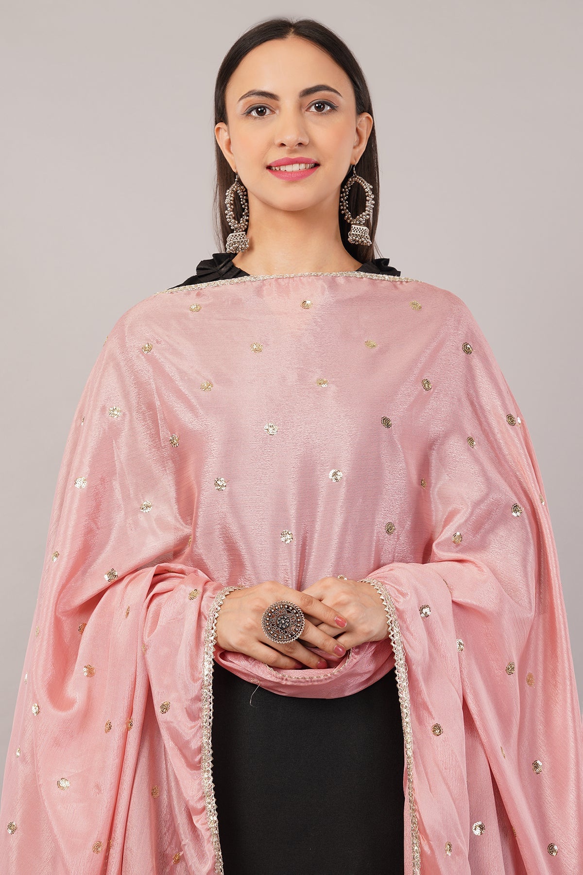 Chinnon Butti Dupatta Pinkish Peach (CD8) – Embroidered Dupatta for Women.