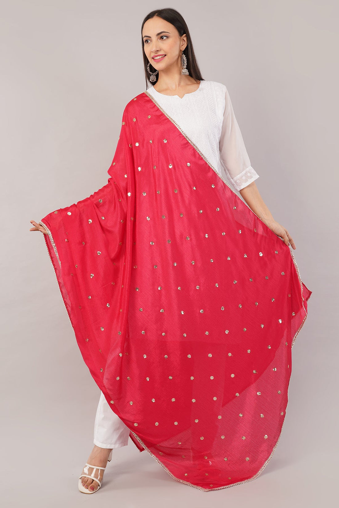 Chinnon Butti Dupatta Rani (CD15) – Embroidered Dupatta for Women.