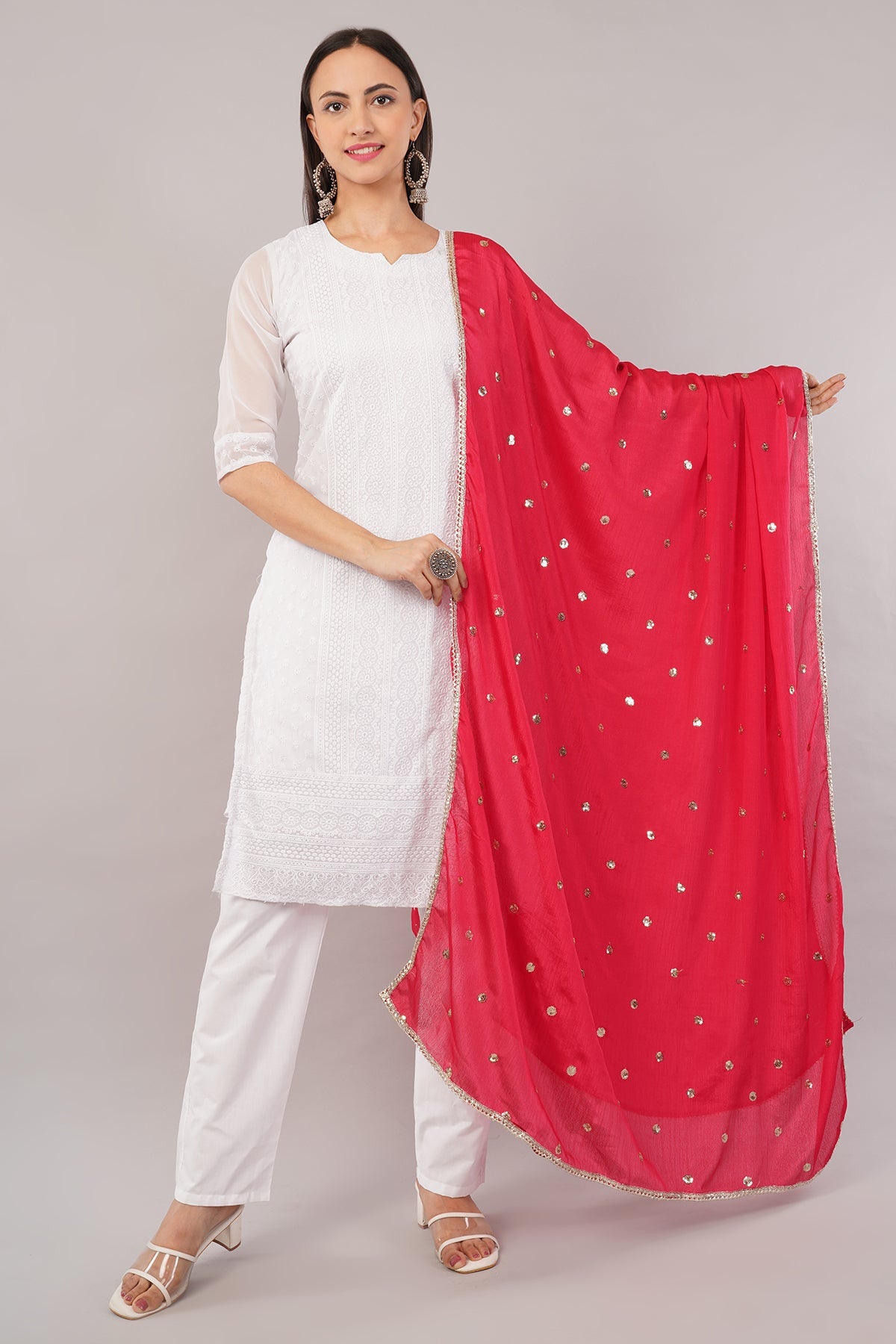 Chinnon Butti Dupatta Rani (CD15) – Embroidered Dupatta for Women.