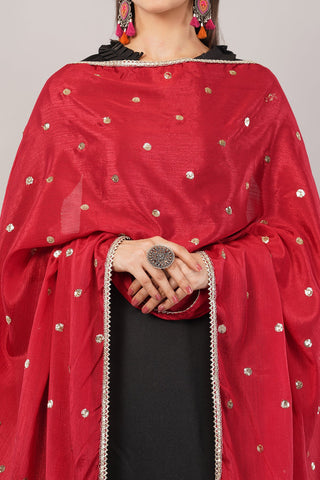 Chinnon Butti Dupatta Red (CD1) – Embroidered Dupatta for Women