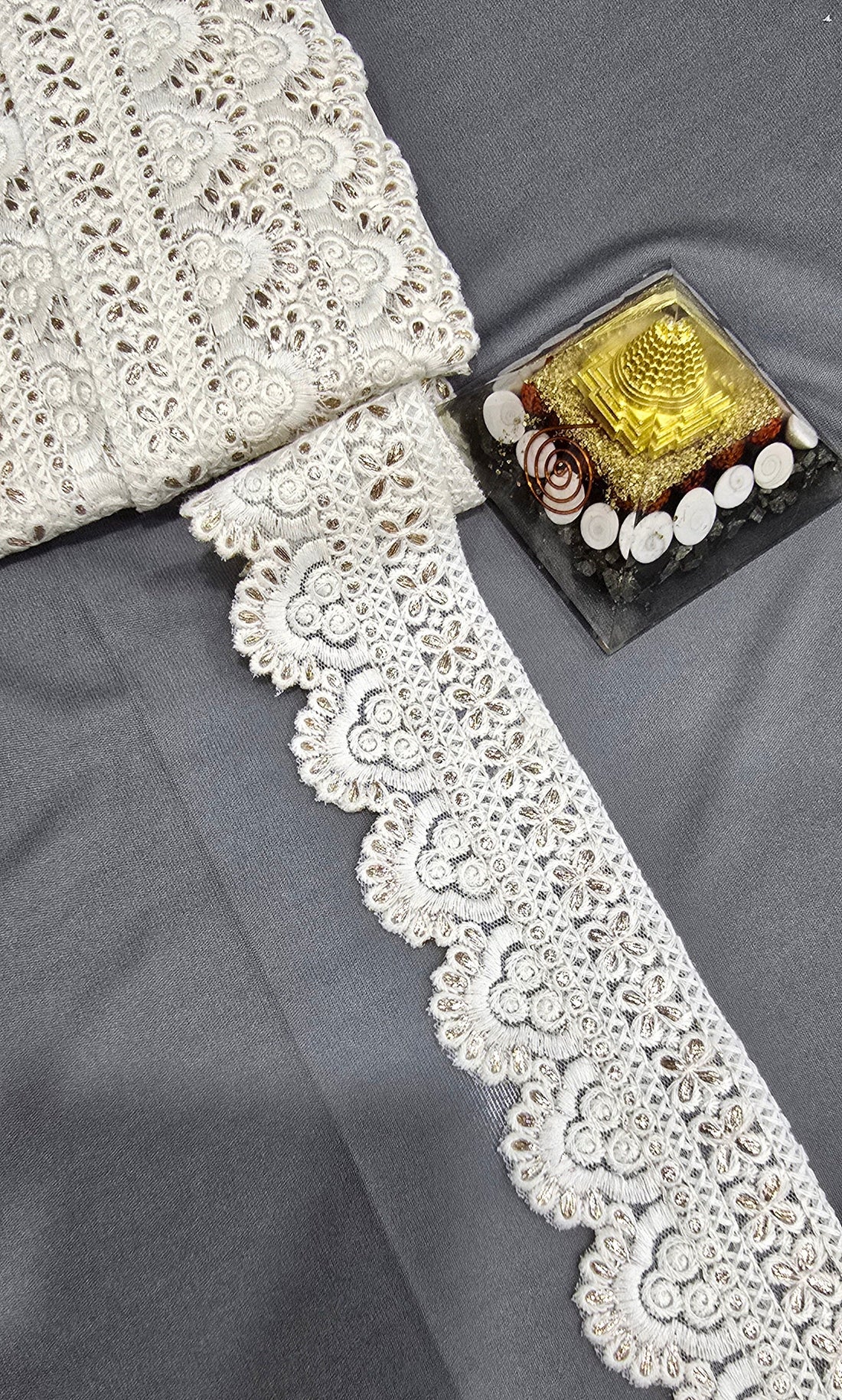 Cotton Dyeable Embroidered Lace (L-6534) (9mtrs) | IVAARA.