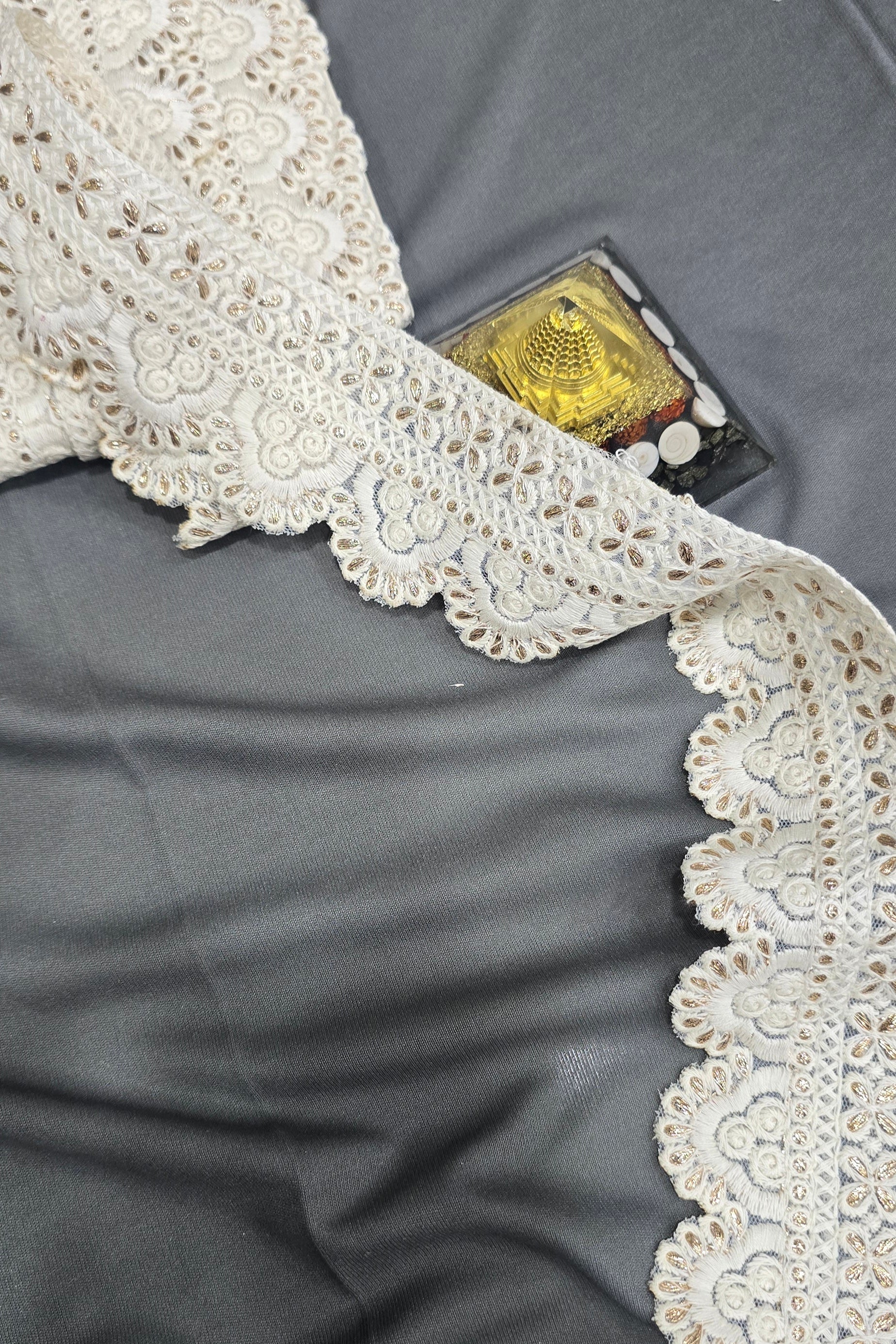Cotton Dyeable Embroidered Lace (L-6534) (9mtrs) | IVAARA.