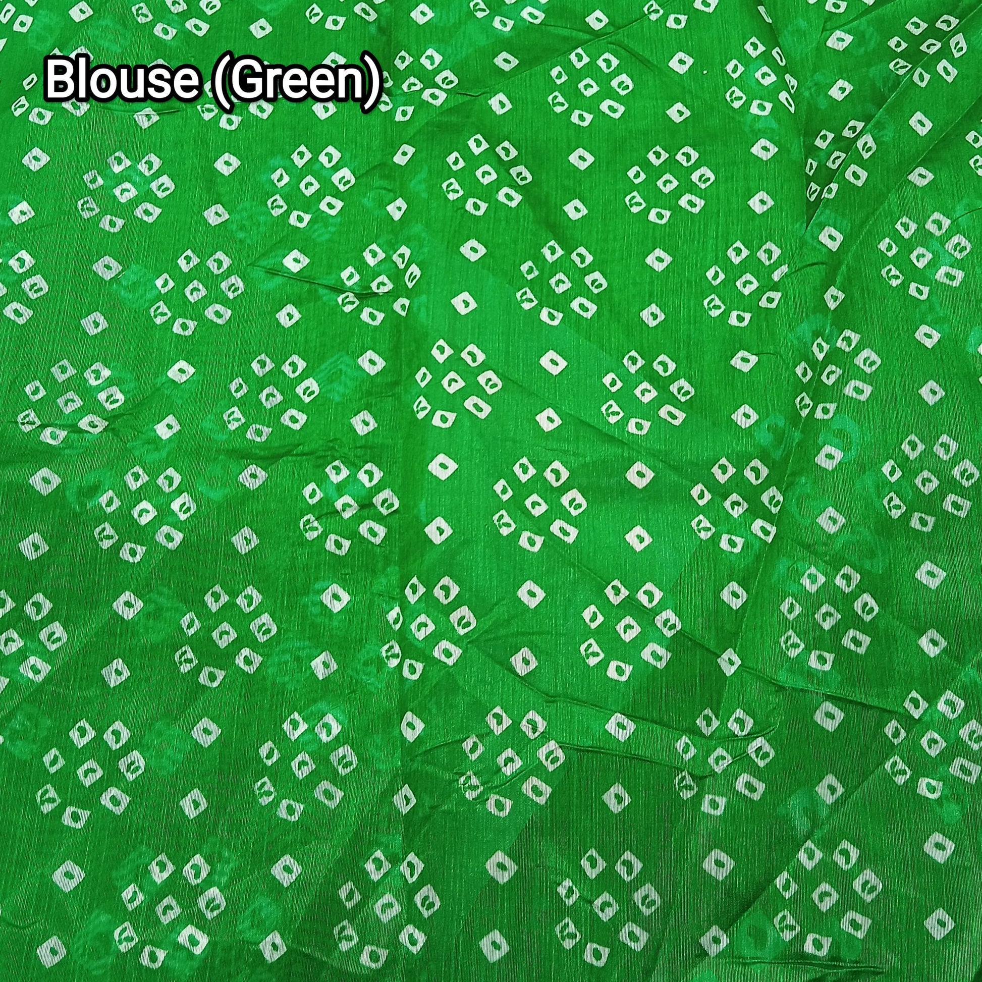 Cotton Blend Dobby Bandhej Printed Green Saree with Blouse – 6 Meter | Ivaara.