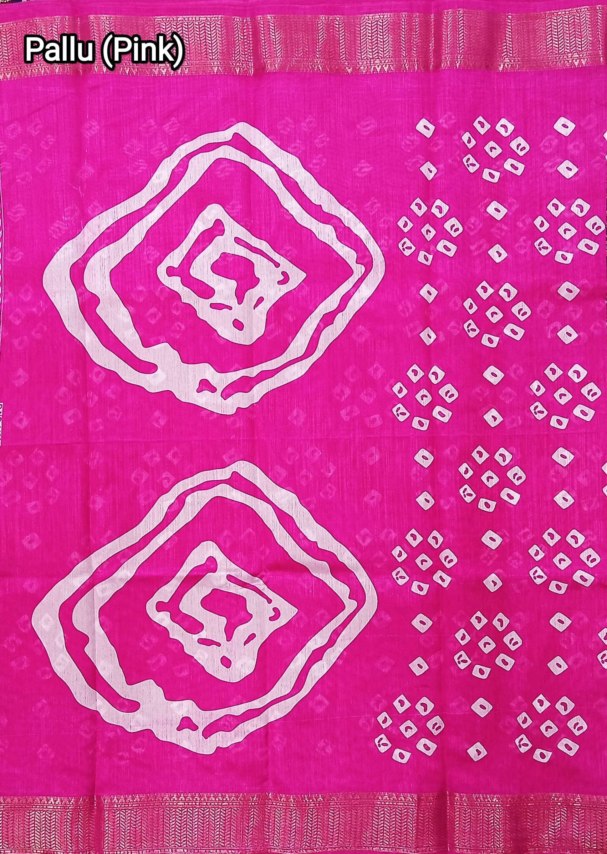 Cotton Blend Dobby Bandhej Printed Pink Saree with Blouse – 6 Meter | Ivaara.