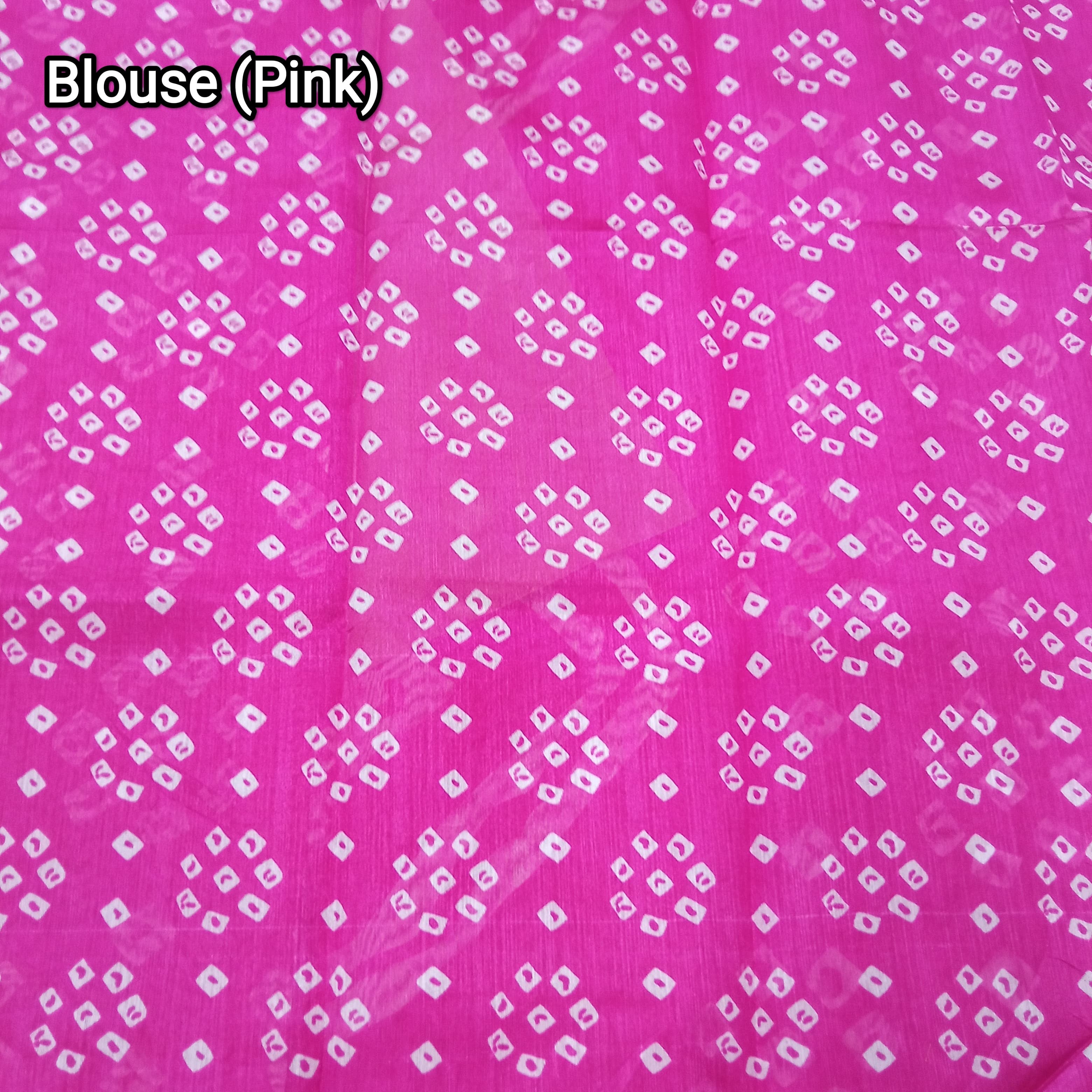Cotton Blend Dobby Bandhej Printed Pink Saree with Blouse – 6 Meter | Ivaara.