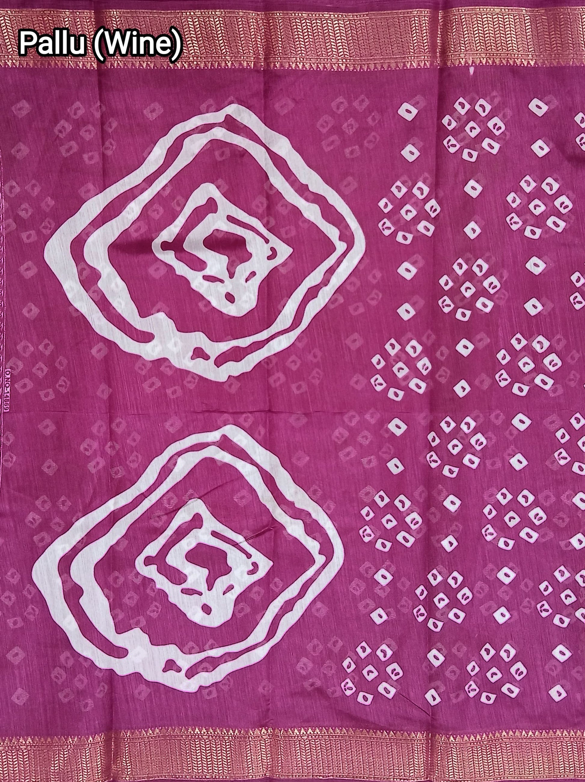 Cotton Blend Dobby Bandhej Printed Wine Saree with Blouse – 6 Meter | Ivaara.