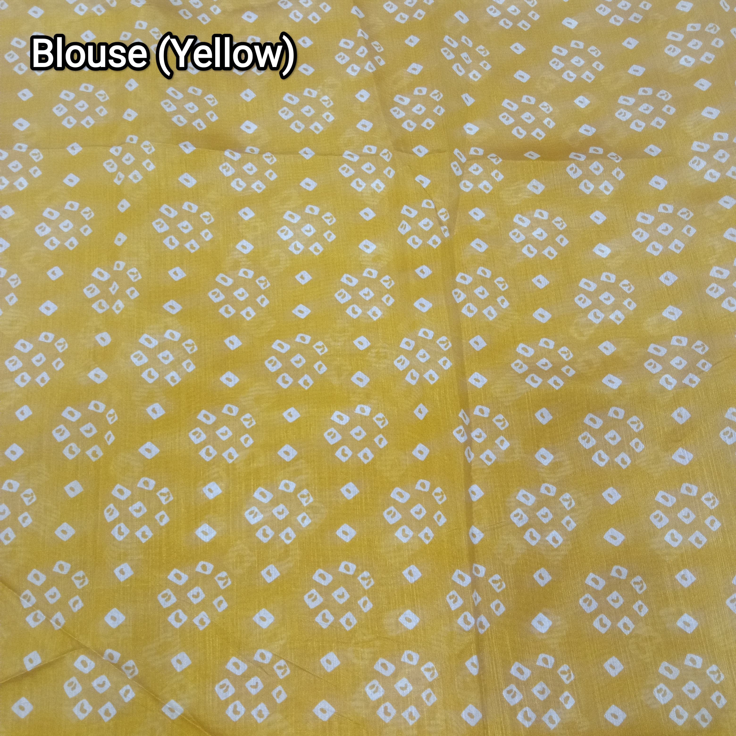Cotton Blend Dobby Bandhej Printed Yellow Saree with Blouse – 6 Meter | Ivaara.