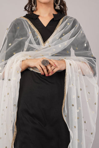Ivaara Net Sequins Butti Dupatta (NBD4) – Lightweight Embroidered Dupatta for Women | Festive & Party Wear