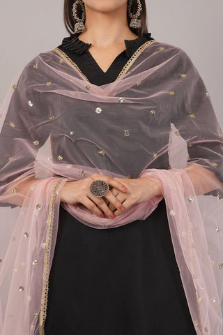 Ivaara Net Sequins Butti Dupatta (NBD2) – Lightweight Embroidered Dupatta for Women | Festive & Party Wear
