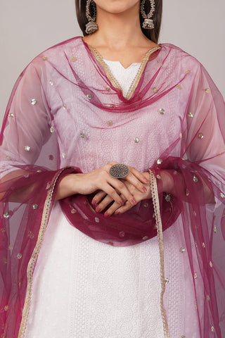 Ivaara Net Sequins Butti Dupatta (NBD9) – Lightweight Embroidered Dupatta for Women | Festive & Party Wear
