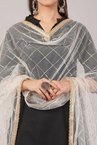 Net Sequins Dupatta for Women Cream (NB8) – Ivaara Soft Embroidered Dupatta