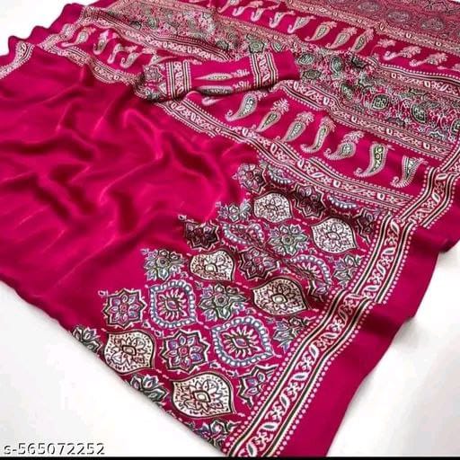 Premium Satin Crepe Rani Saree | Ivaara