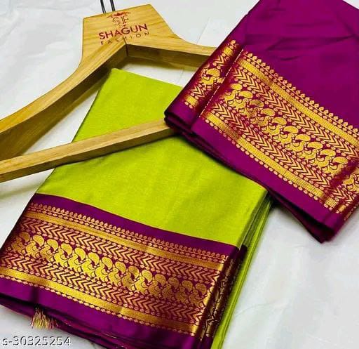 Aura Silk Paithani Style Light Green Saree (AS4) | Ivaara