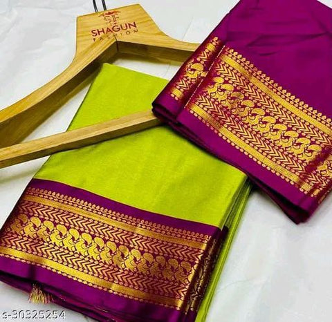 Aura Silk Paithani Style Light Green Saree (AS4) | Ivaara