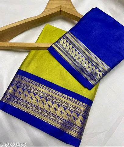 Aura Silk Paithani Style Parrot Green Saree (AS6) | Ivaara