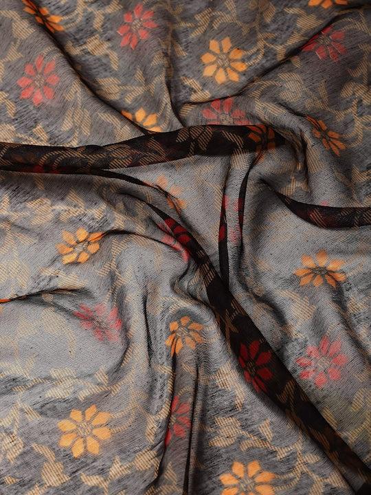 Zarina Brasso Black Cotton Saree | Ivaara's Gifting Collection.