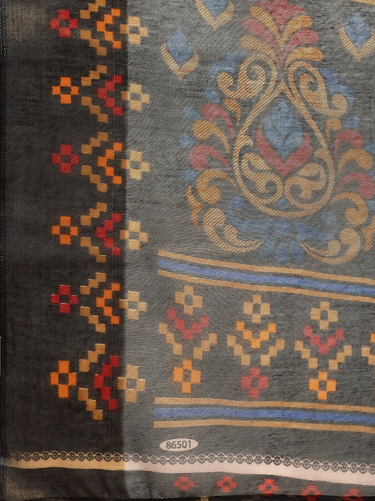 Zarina Brasso Black Cotton Saree | Ivaara's Gifting Collection.