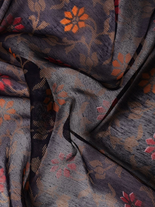 Zarina Brasso Navy Blue Cotton Saree | Ivaara's Gifting Collection.