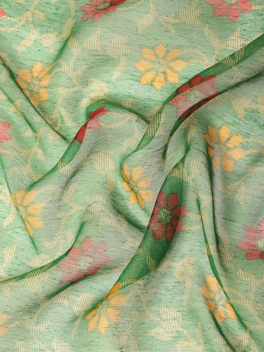 Zarina Brasso Green Cotton Saree | Ivaara's Gifting Collection.