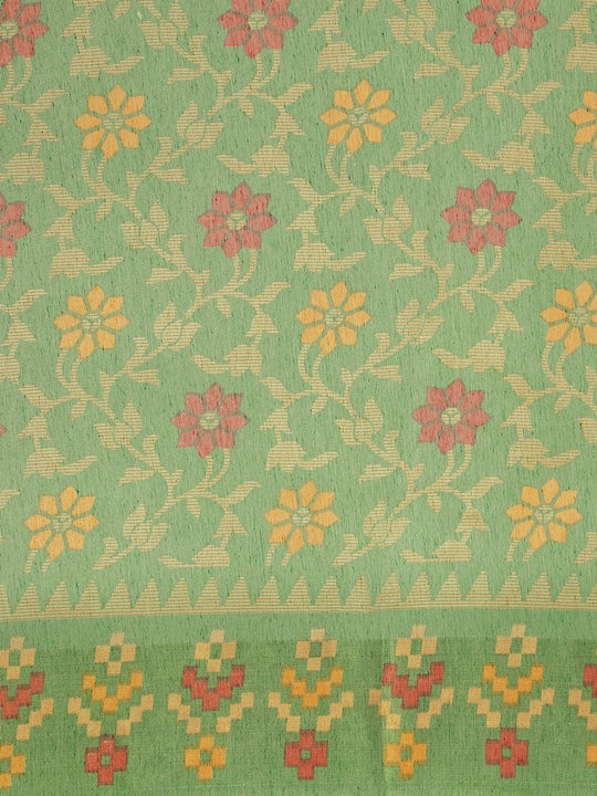 Zarina Brasso Green Cotton Saree | Ivaara's Gifting Collection.