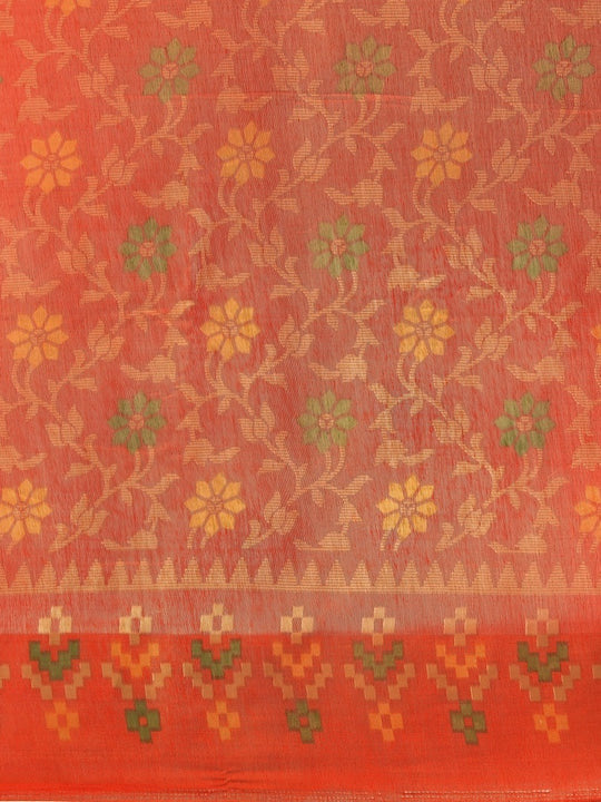 Zarina Brasso Orange Cotton Saree | Ivaara's Gifting Collection.