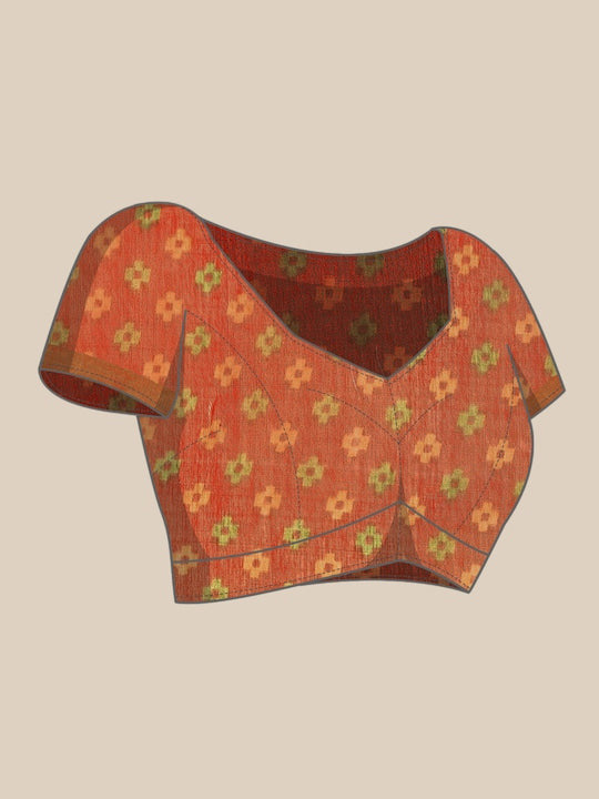 Zarina Brasso Orange Cotton Saree | Ivaara's Gifting Collection.
