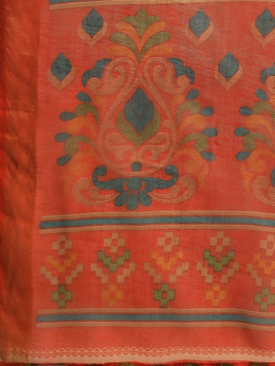 Zarina Brasso Orange Cotton Saree | Ivaara's Gifting Collection.