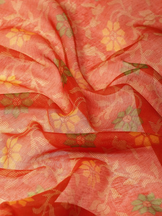 Zarina Brasso Orange Cotton Saree | Ivaara's Gifting Collection.