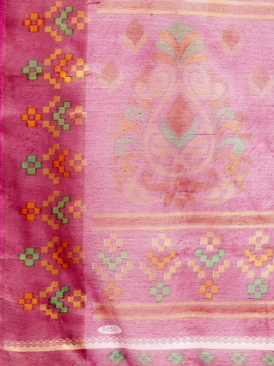 Zarina Brasso Pink Cotton Saree | Ivaara's Gifting Collection.