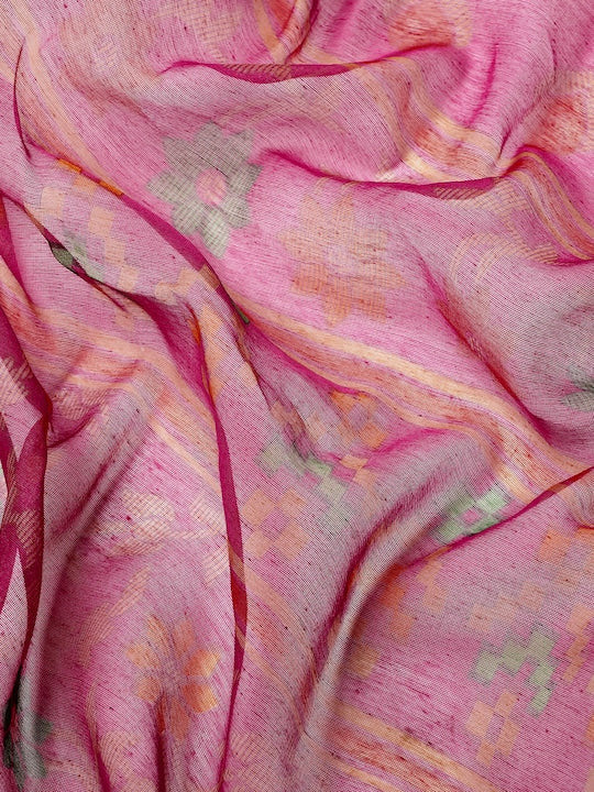 Zarina Brasso Pink Cotton Saree | Ivaara's Gifting Collection.