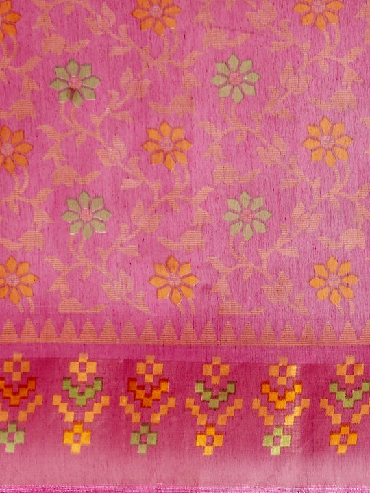 Zarina Brasso Pink Cotton Saree | Ivaara's Gifting Collection.