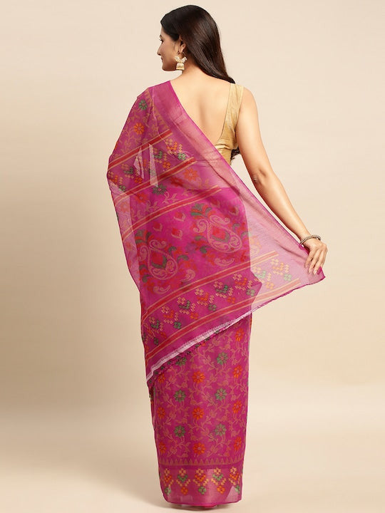 Zarina Brasso Pink Cotton Saree | Ivaara's Gifting Collection.