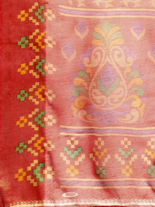 Zarina Brasso Red Cotton Saree | Ivaara's Gifting Collection.