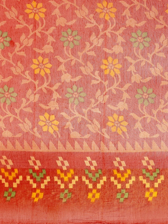 Zarina Brasso Red Cotton Saree | Ivaara's Gifting Collection.
