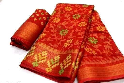 Zarina Brasso Red Cotton Saree | Ivaara's Gifting Collection.