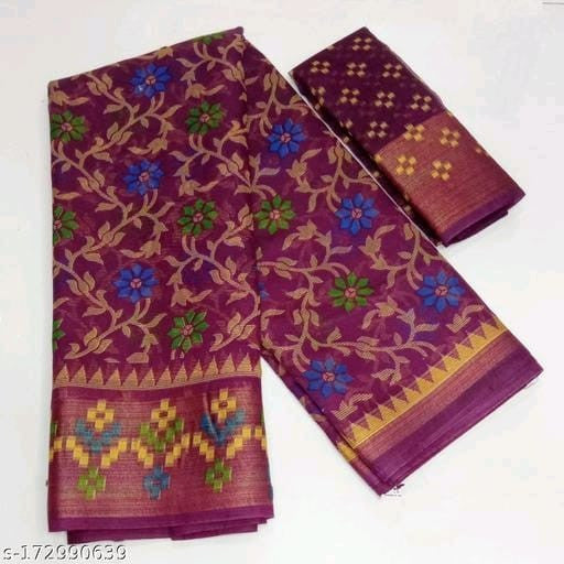 Zarina Brasso Wine Cotton Saree | Ivaara's Gifting Collection.