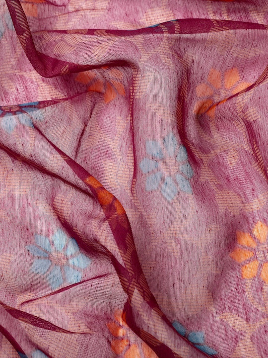 Zarina Brasso Wine Cotton Saree | Ivaara's Gifting Collection.