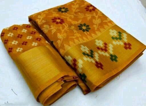 Zarina Brasso Yellow Cotton Saree | Ivaara's Gifting Collection.