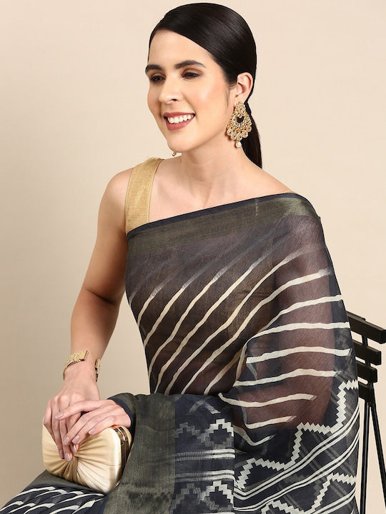Zarina Leheriya Black Cotton Saree | Ivaara's Gifting Collection.