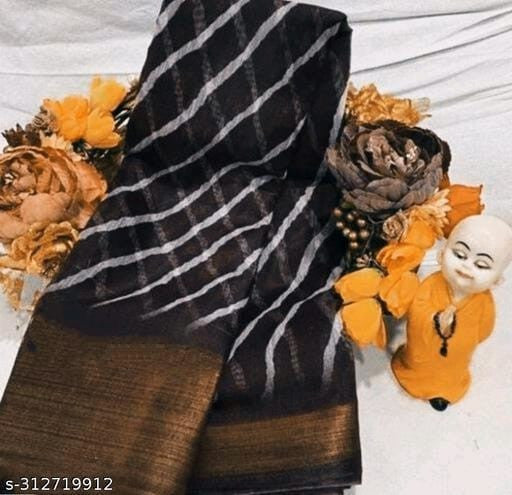 Zarina Leheriya Black Cotton Saree | Ivaara's Gifting Collection.