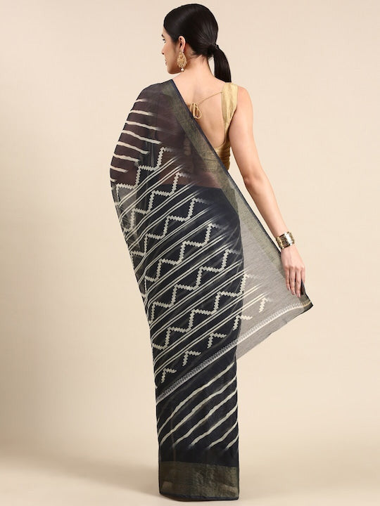 Zarina Leheriya Black Cotton Saree | Ivaara's Gifting Collection.