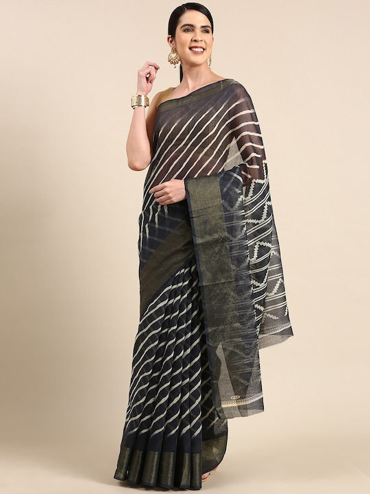 Zarina Leheriya Black Cotton Saree | Ivaara's Gifting Collection.