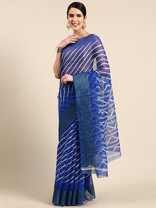 Zarina Leheriya Blue Cotton Saree | Ivaara's Gifting Collection.