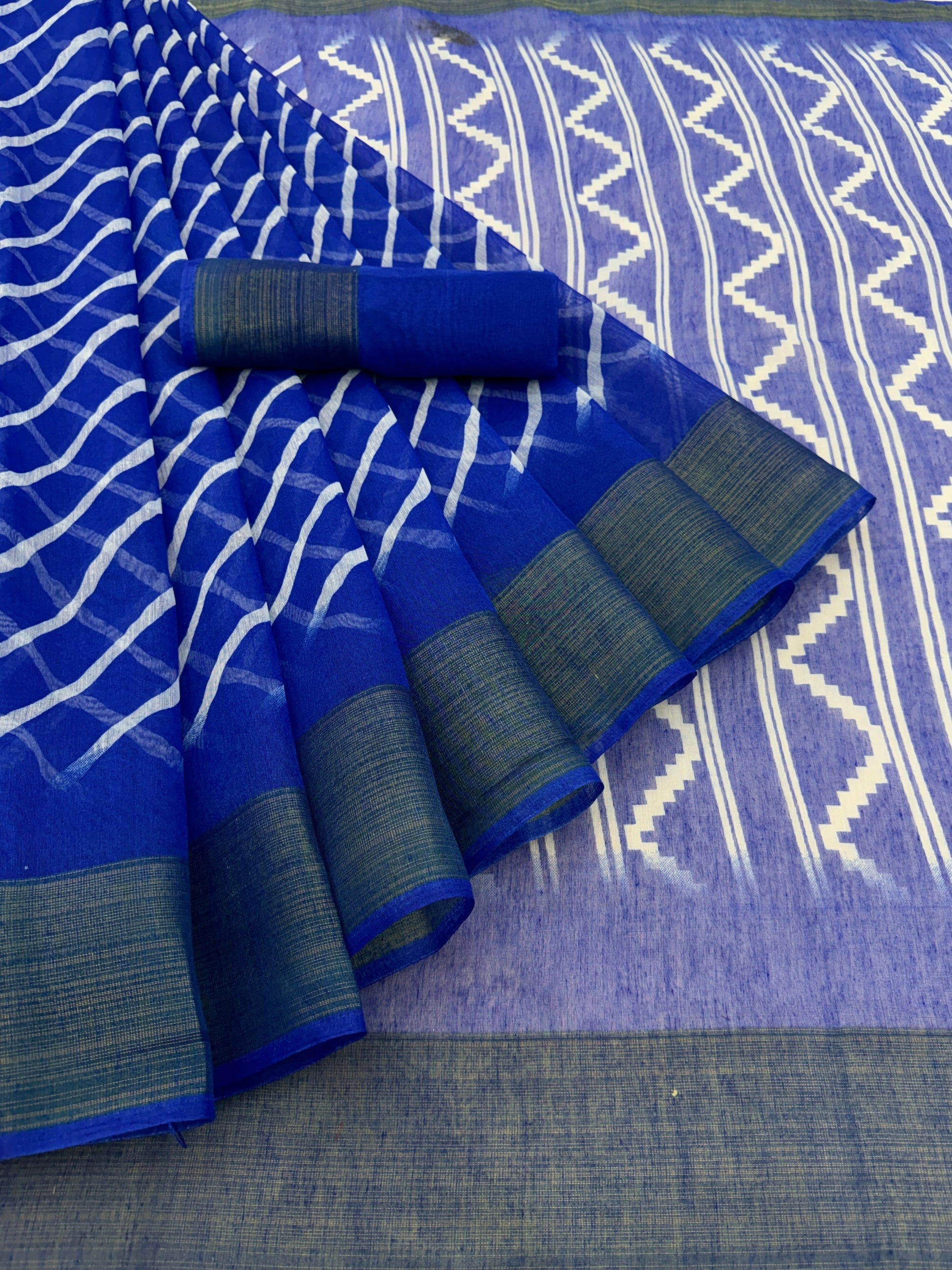 Zarina Leheriya Blue Cotton Saree | Ivaara's Gifting Collection.