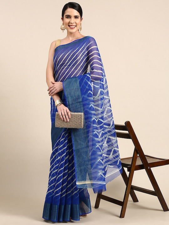Zarina Leheriya Blue Cotton Saree | Ivaara's Gifting Collection.
