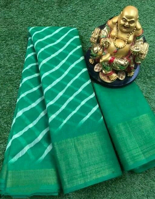 Zarina Leheriya Green Cotton Saree | Ivaara's Gifting Collection.